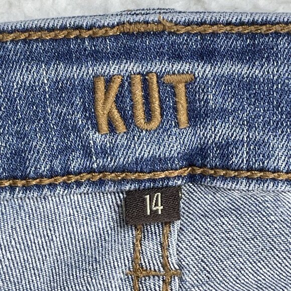 Kut From The Kloth Jeans Womens Sz 14 Blue Ankle Skinny Distressed Denim 35x28 - Picture 10 of 13